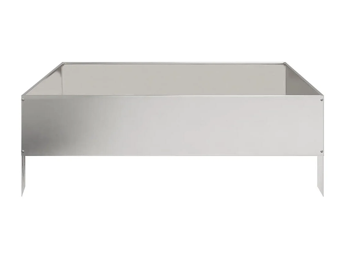 Vassoio per fioriera aiuola rialzata piante fiori terrazza giardino giardino 100 x 100 x 33,5 cm acciaio inossidabile Argento 02_0039286