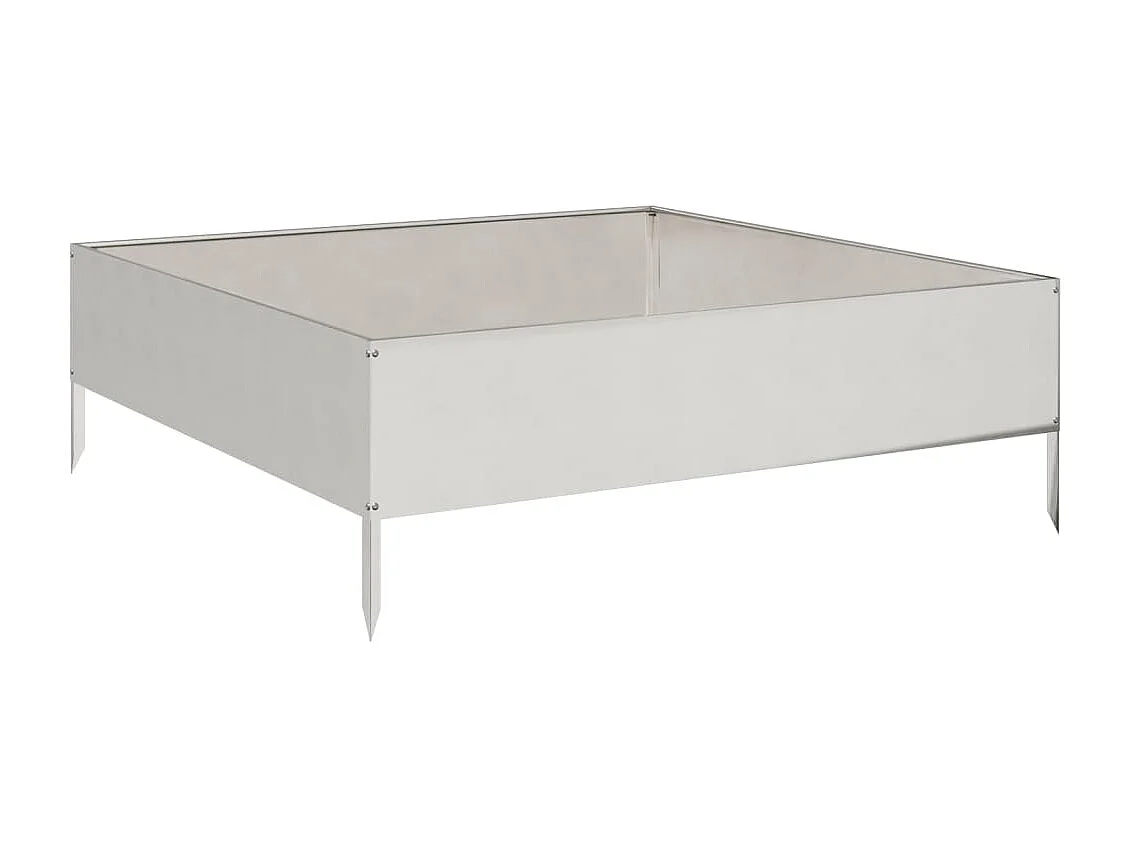 Vassoio per fioriera aiuola rialzata piante fiori terrazza giardino giardino 100 x 100 x 33,5 cm acciaio inossidabile Argento 02_0039286