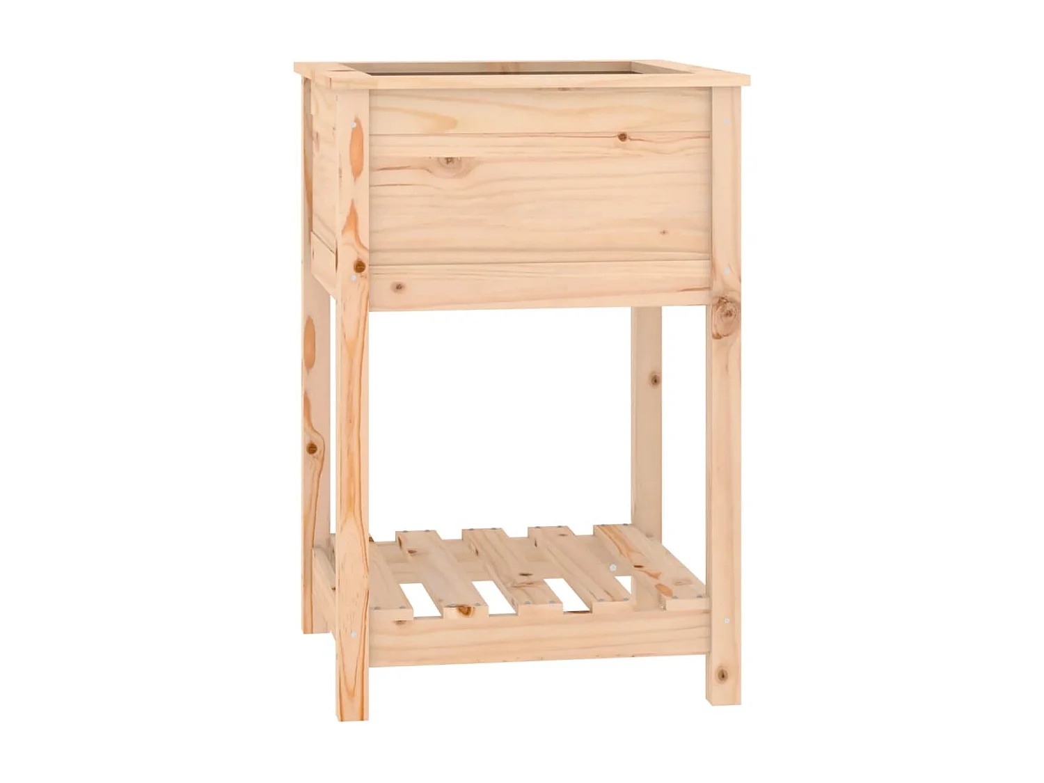 Vassoio per fioriera aiuola rialzata piante fiori terrazza giardino con ripiano 54 x 54 x 81 cm legno massello di pino marrone 02_0038394