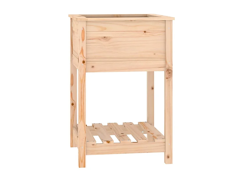 Vassoio per fioriera aiuola rialzata piante fiori terrazza giardino con ripiano 54 x 54 x 81 cm legno massello di pino marrone 02_0038394