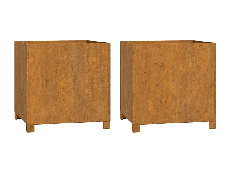 Vaso per fioriera aiuola rialzata piante fiori giardino terrazze con piedini set da 2 Rusty 49 x 47 x 50 cm acciaio corten marrone 02_0038878