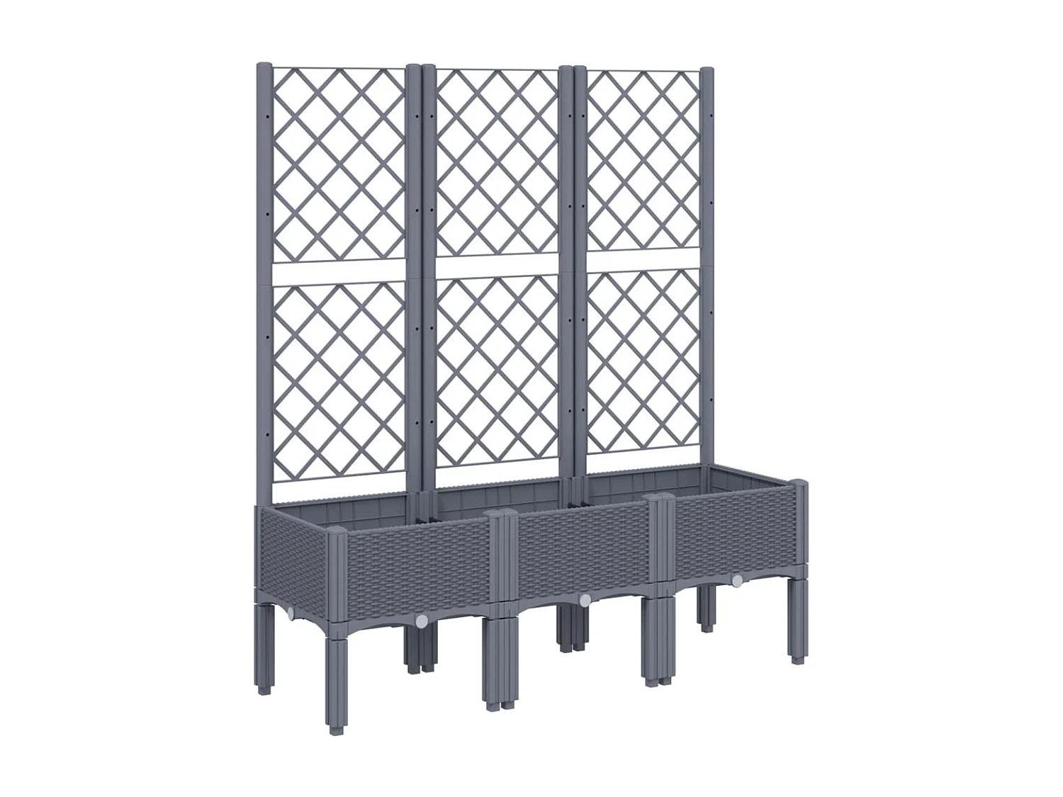 Macetero bancal elevado plantas flores terraza jardín con enrejado 120 x 40 x 142 cm PP gris 02_0038239