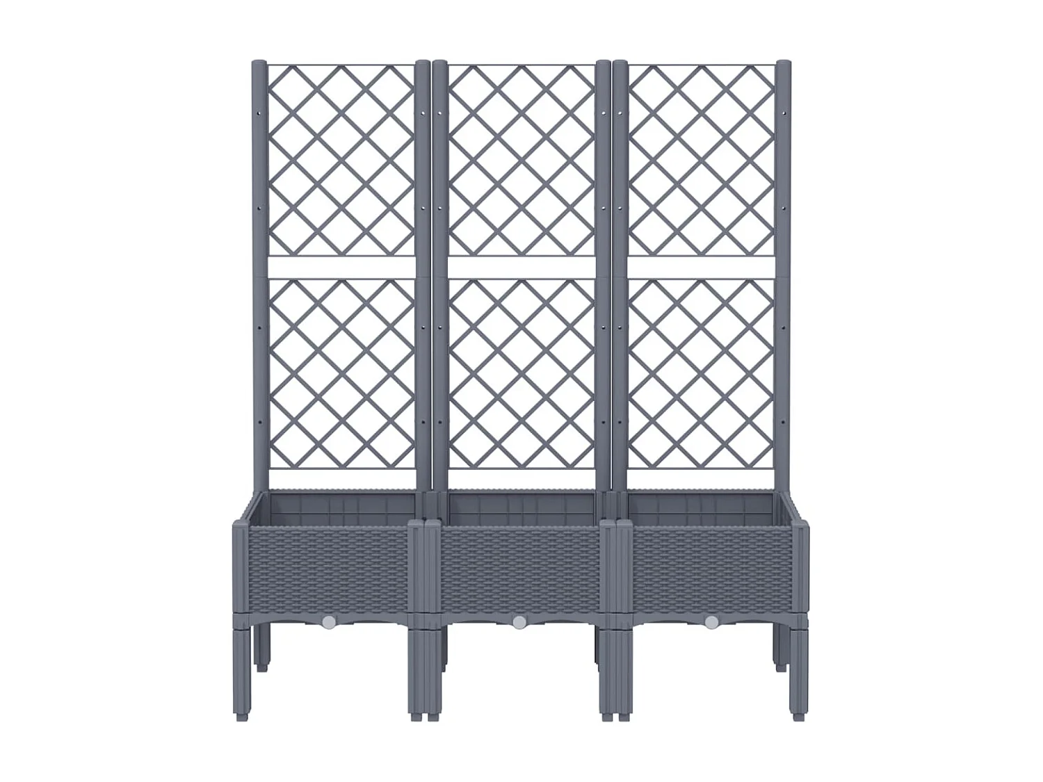 Macetero bancal elevado plantas flores terraza jardín con enrejado 120 x 40 x 142 cm PP gris 02_0038239