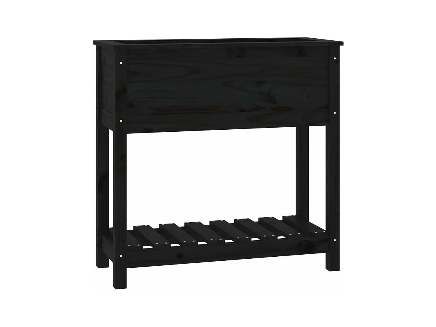 Vassoio per fioriera aiuola rialzata piante fiori terrazza giardino con ripiano 82,5 x 34,5 x 81 cm legno massello di pino nero 02_0038401