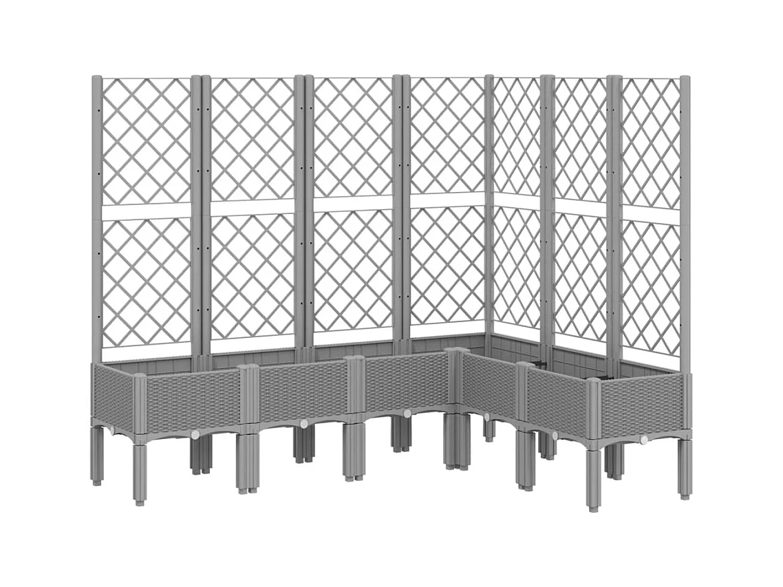 Bandeja para plantador de plantas com canteiro elevado flores terraço jardim com treliça leve 160 x 120 x 142 cm PP cinza 02_0038347