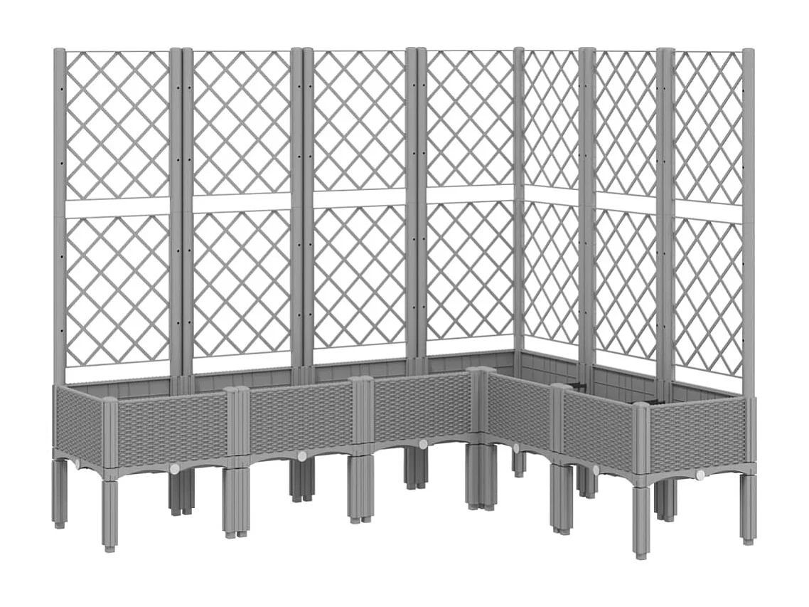 Vassoio per fioriera aiuola rialzata piante fiori terrazza giardino con traliccio leggero 160 x 120 x 142 cm PP grigio 02_0038347