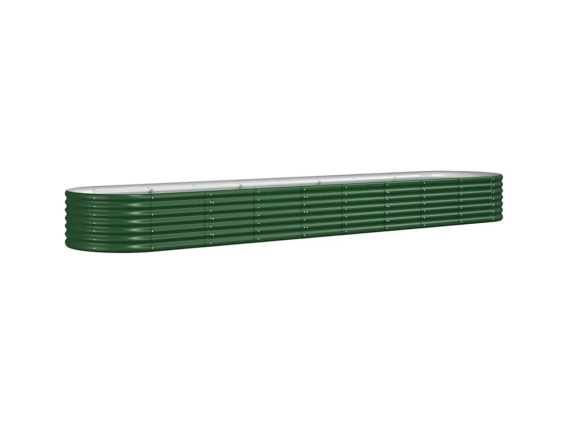 Bandeja para plantador canteiro elevado plantas flores terraço jardim jardim aço revestido a pó 368 x 80 x 36 cm verde 02_0039641