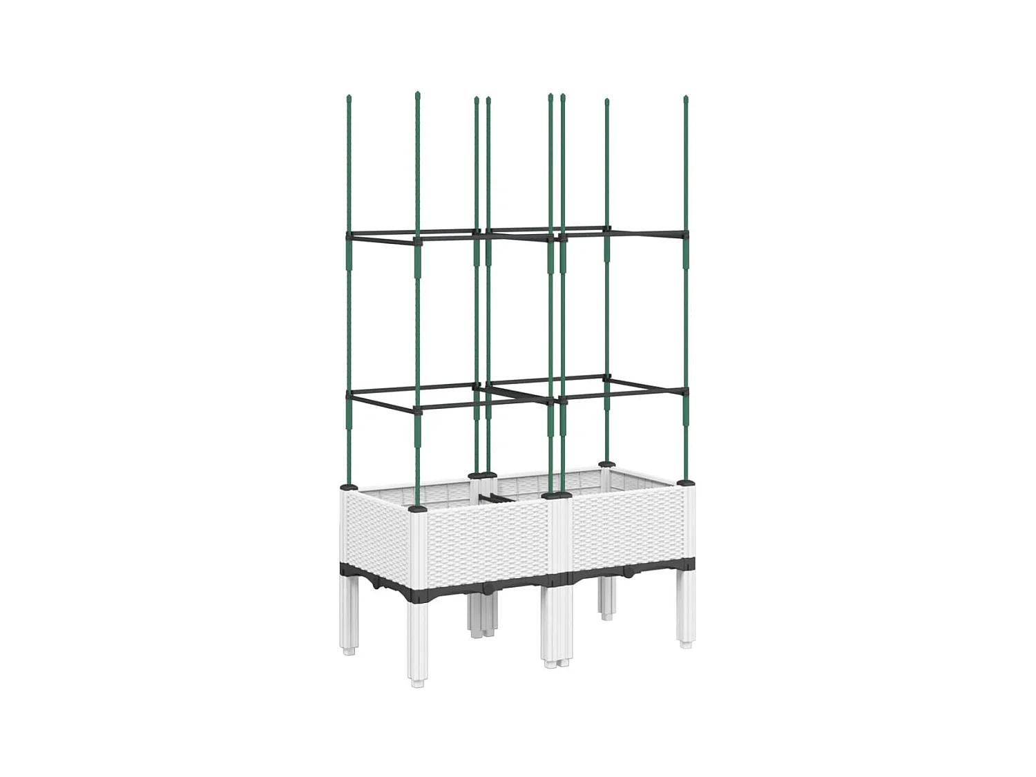 Fioriera aiuola rialzata vassoio piante fiori terrazza giardino con traliccio 80 x 40 x 142,5 cm PP bianco 02_0038313