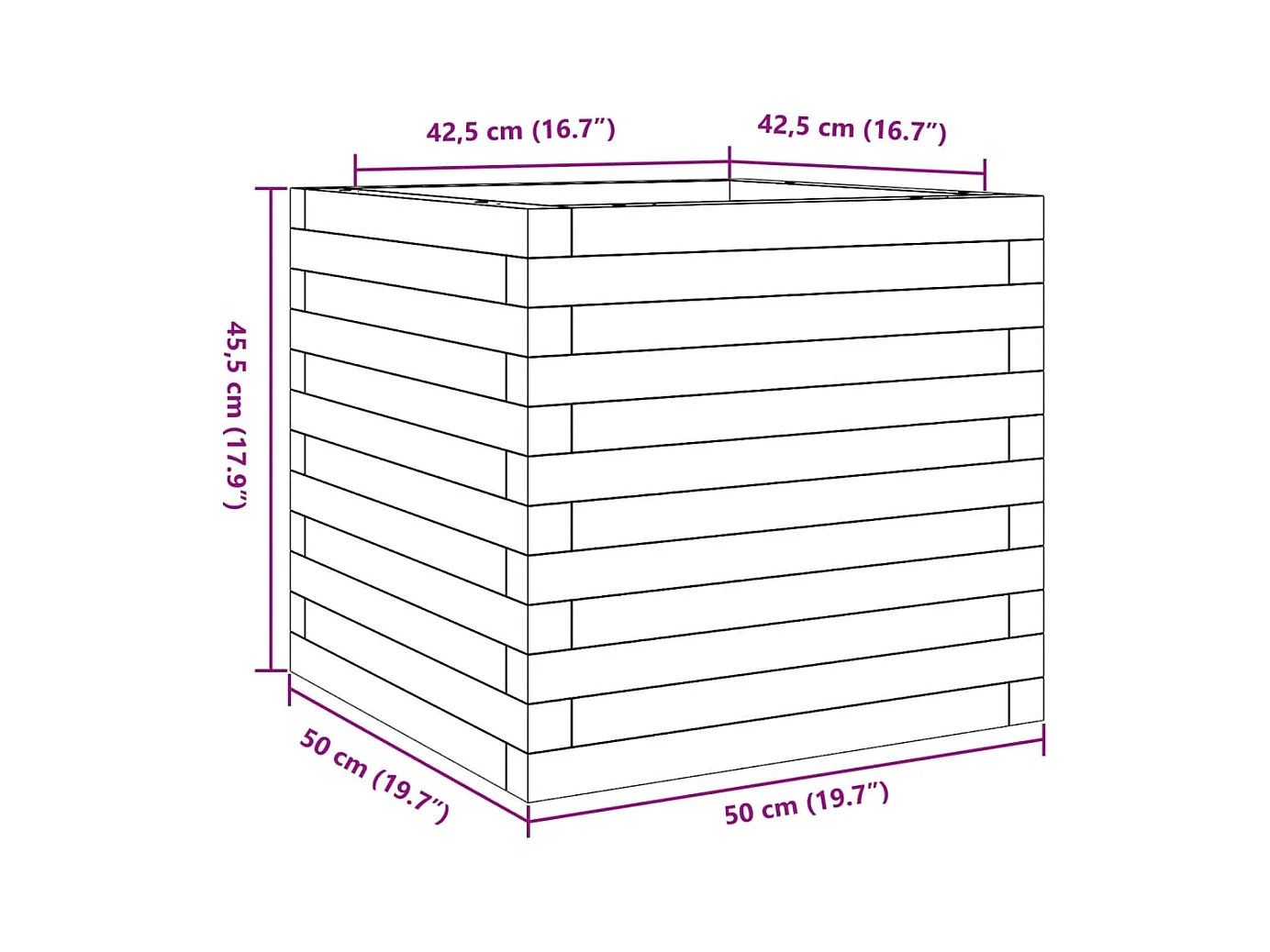 Vassoio per fioriera aiuola rialzata piante fiori terrazza giardino cera 50 x 50 x 45,5 cm legno di pino massiccio marrone 02_0038459