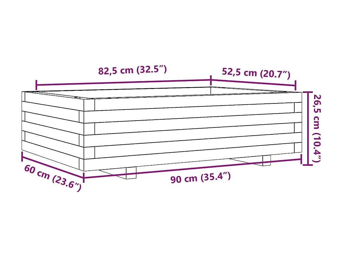 Jardinière bac lit surélevé bois blanche 90 x 60 x 45438 cm 02_0038013
