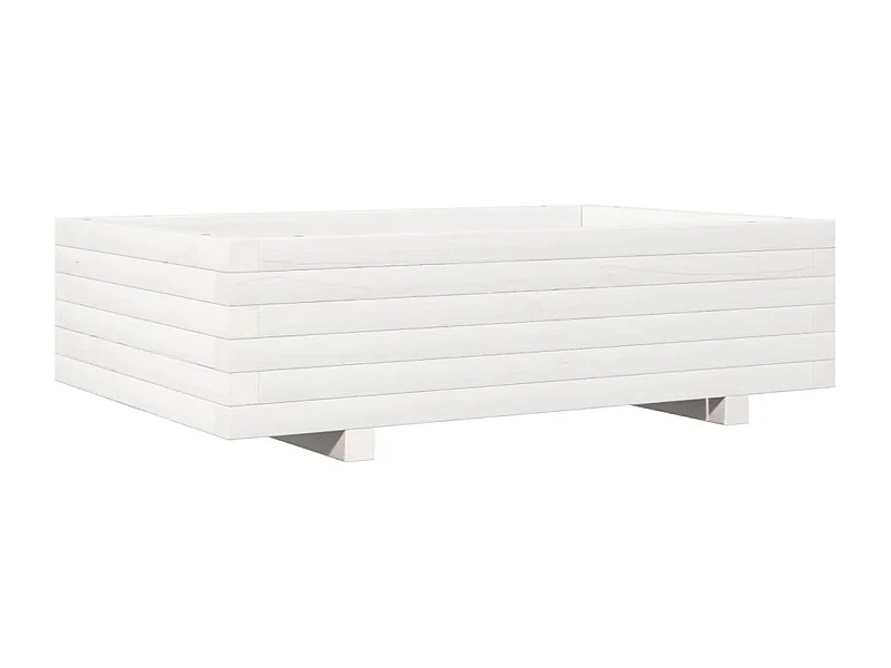 Vassoio per fioriera aiuola rialzata piante fiori terrazza giardino 90 x 60 x 26,5 cm legno di pino massiccio bianco 02_0038013