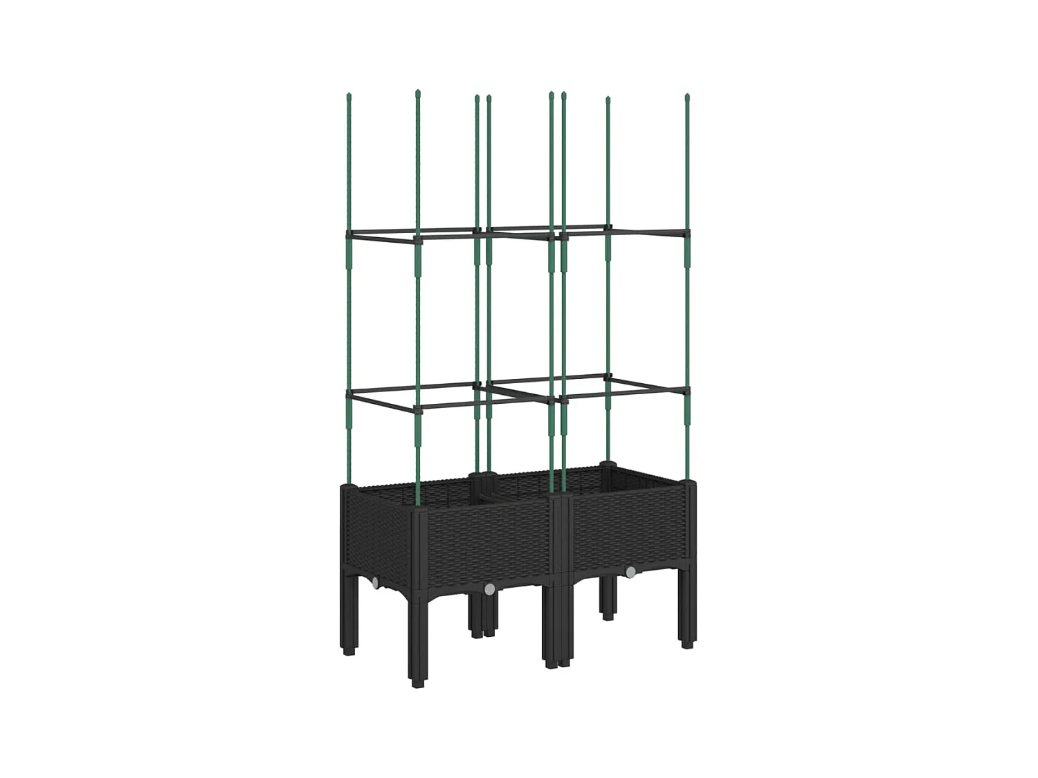 Vassoio per fioriera aiuola rialzata piante fiori terrazza giardino con traliccio 80 x 40 x 142,5 cm PP nero 02_0038316