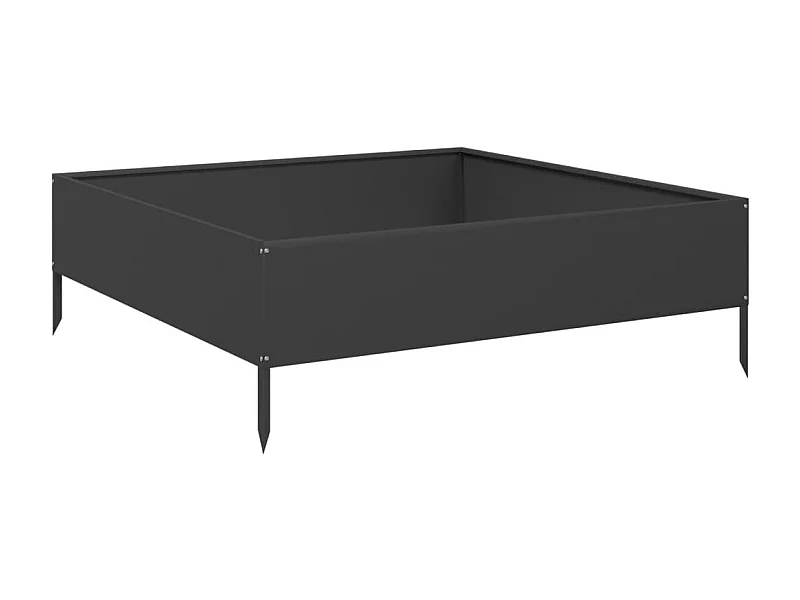 Macetero bancal elevado plantas flores terraza jardín jardín 100 x 100 x 33,5 cm acero negro 02_0039282