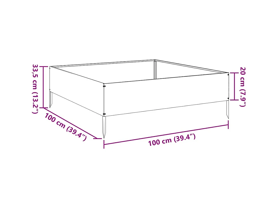 Jardinière bac lit surélevé noire 100 x 100 x 33.5 cm 02_0039282