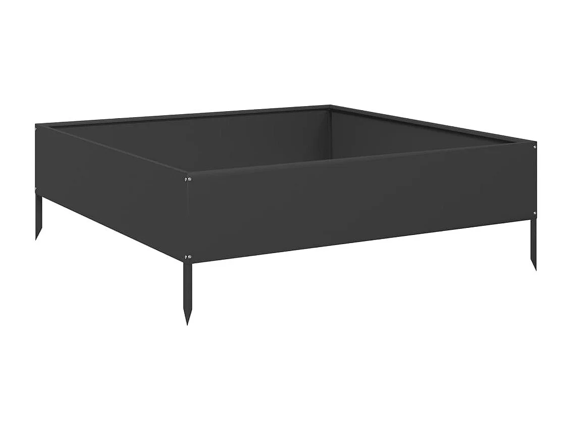 Macetero bancal elevado plantas flores terraza jardín jardín 100 x 100 x 33,5 cm acero negro 02_0039282