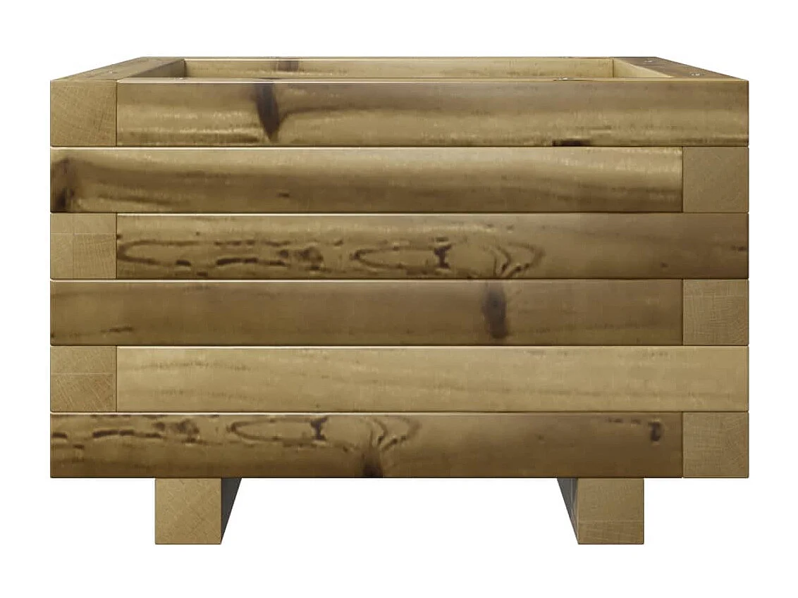 Macetero bancal elevado plantas flores terraza jardín 40 x 40 x 26,5 cm madera de pino impregnada marrón 02_0037527