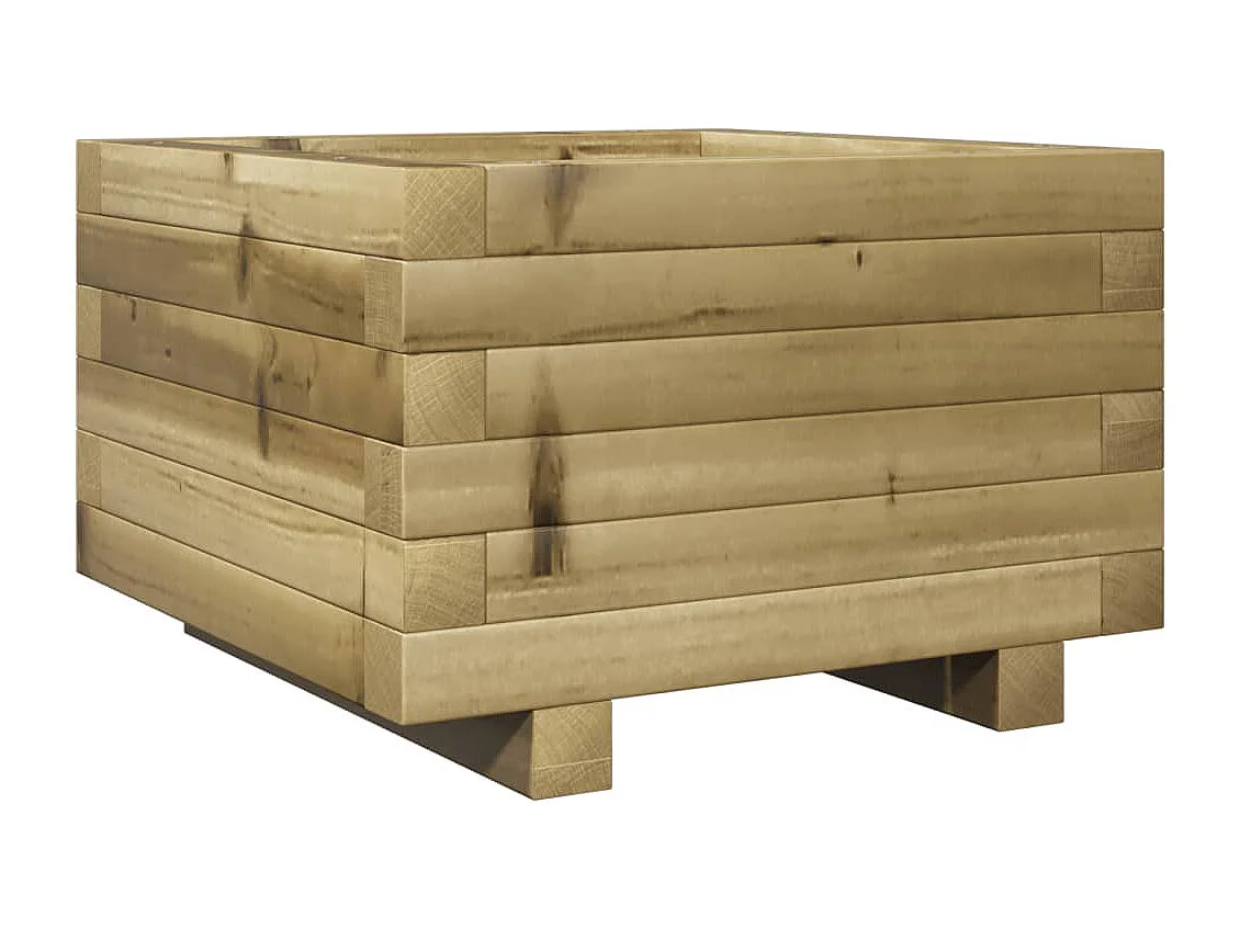 Bandeja para plantar plantas com canteiro elevado flores terraço jardim 40 x 40 x 26,5 cm madeira de pinho impregnada marrom 02_0037527