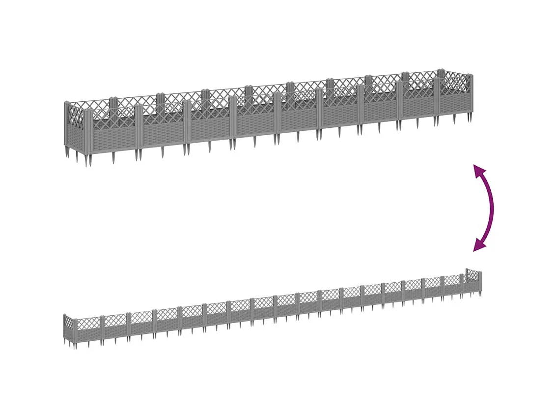 Jardinière bac lit surélevé grise 363 x 5 x 43 cm 02_0038208