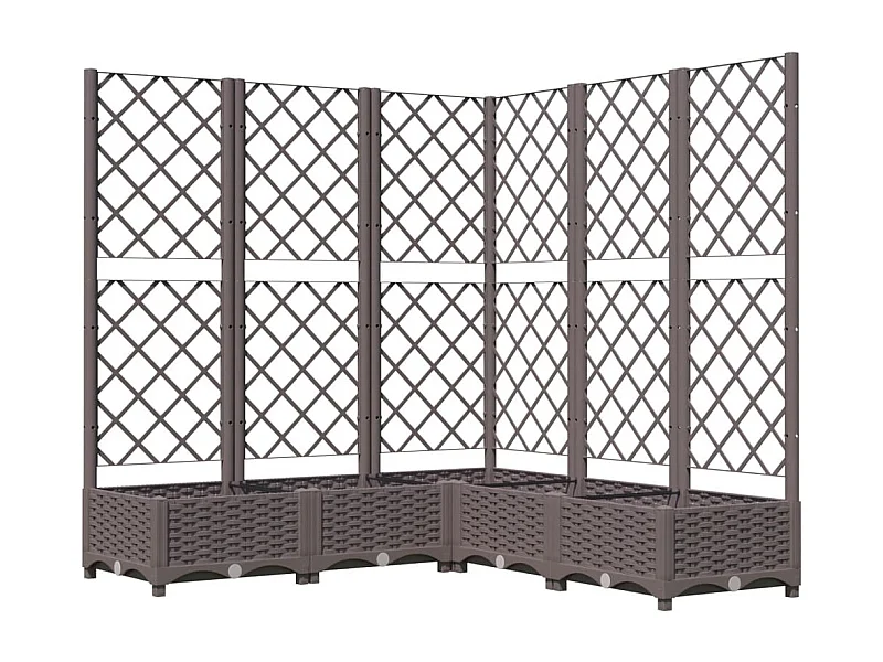 Bandeja para plantar plantas com canteiro elevado flores terraço jardim com treliça 120 x 120 x 121,5 cm PP marrom 02_0038224