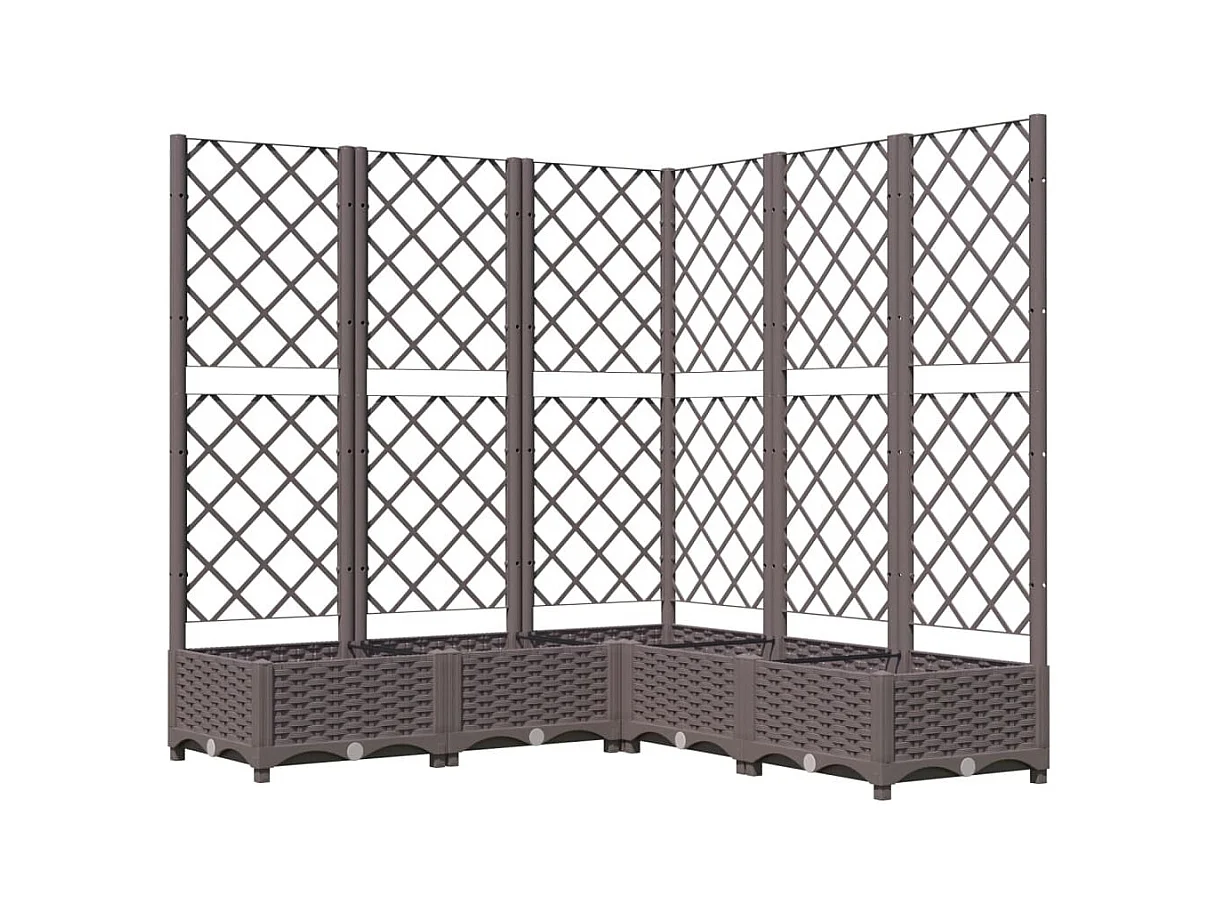 Bandeja para plantar plantas com canteiro elevado flores terraço jardim com treliça 120 x 120 x 121,5 cm PP marrom 02_0038224