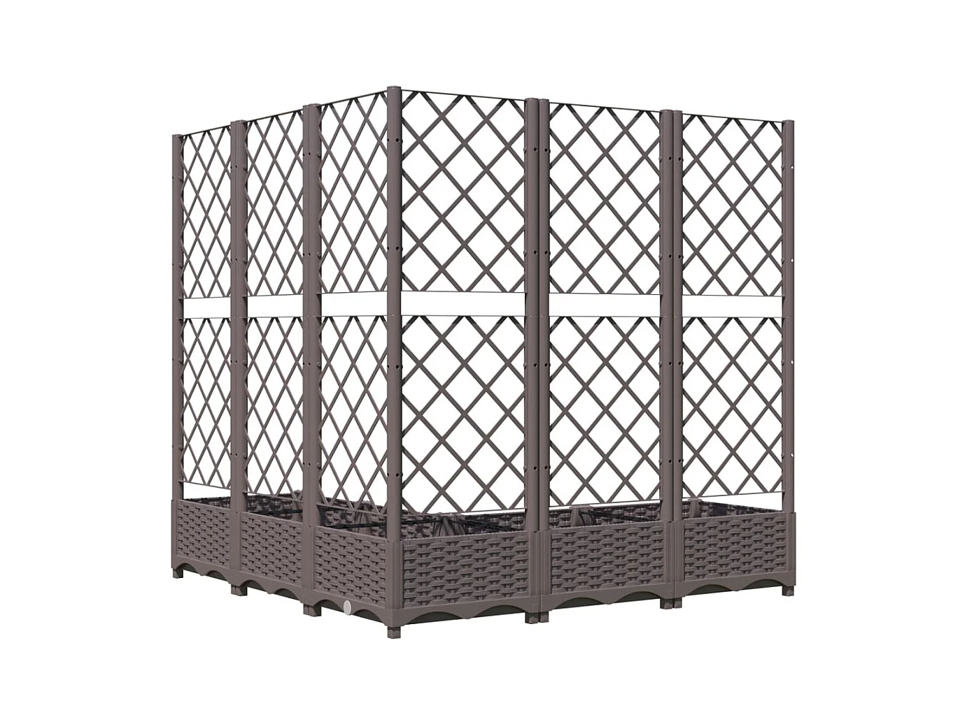 Bandeja para plantar plantas com canteiro elevado flores terraço jardim com treliça 120 x 120 x 121,5 cm PP marrom 02_0038224