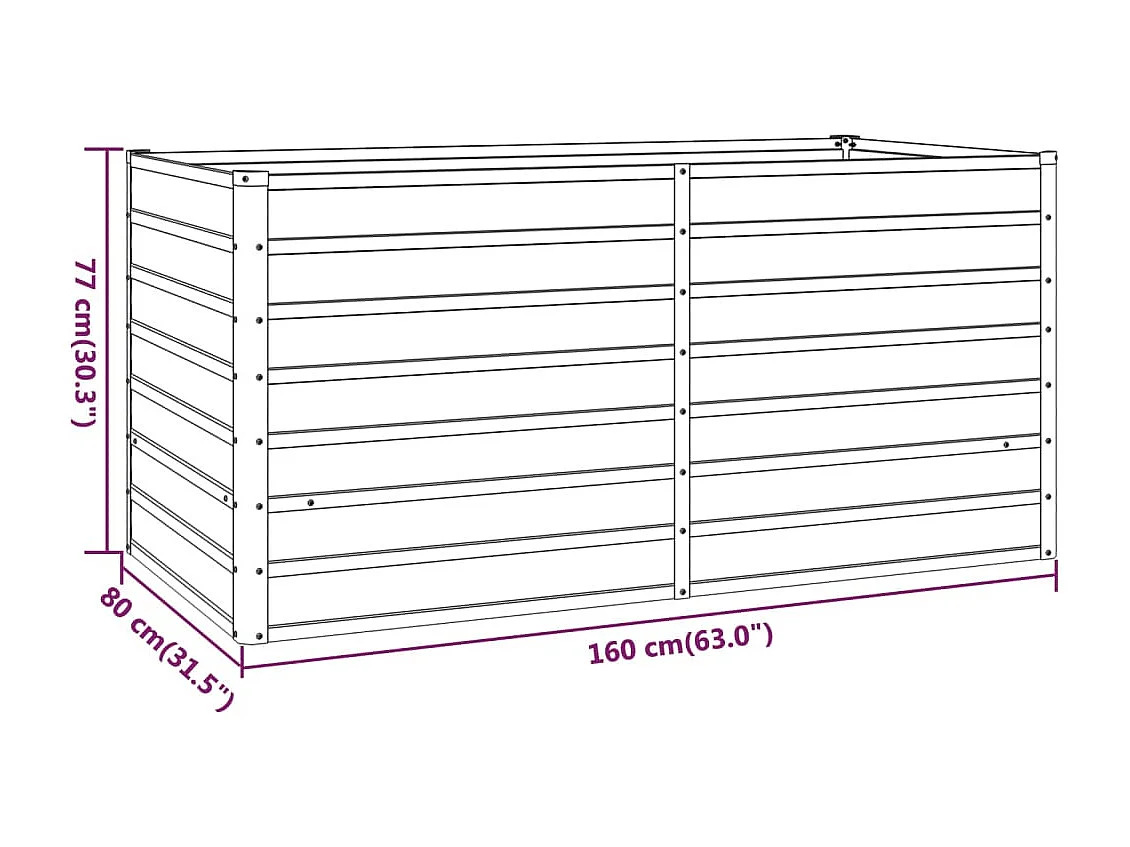 Jardinière bac lit surélevé marron 160 x 80 x 77 cm 02_0039865