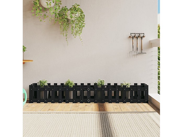 Fioriera da giardino con vassoio pieghevole bianco in legno massello di