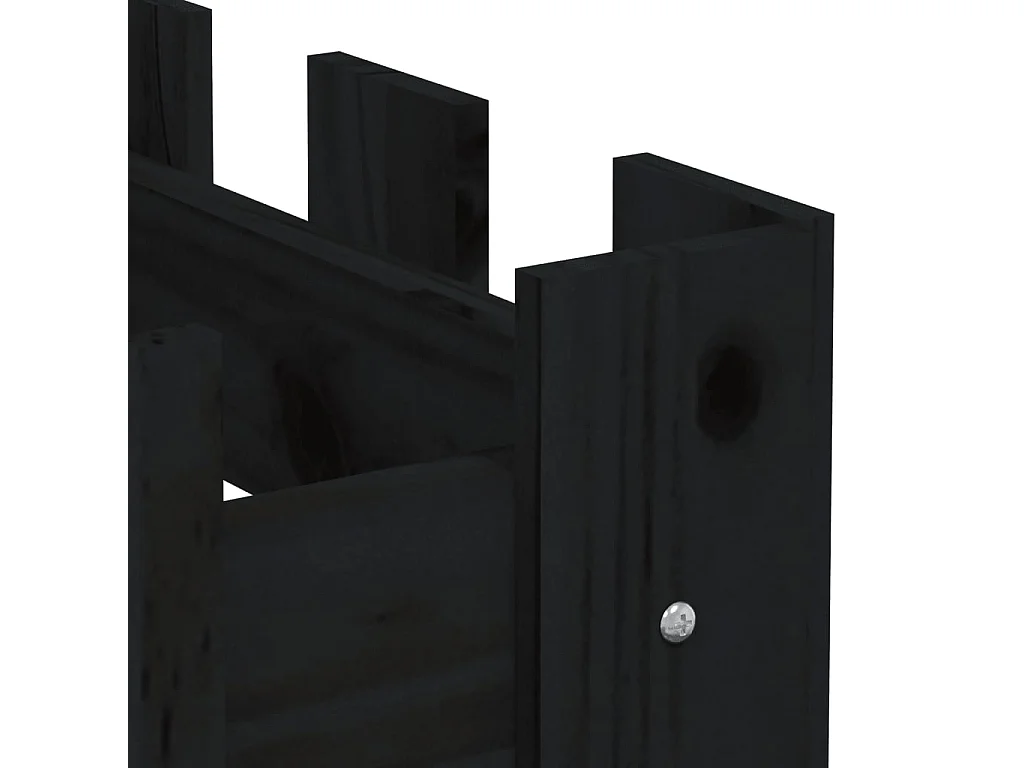 Vassoio per fioriera aiuola rialzata piante fiori terrazza giardino recinzione giardino design 200 x 30 x 30 cm pino massiccio nero 02_0039805