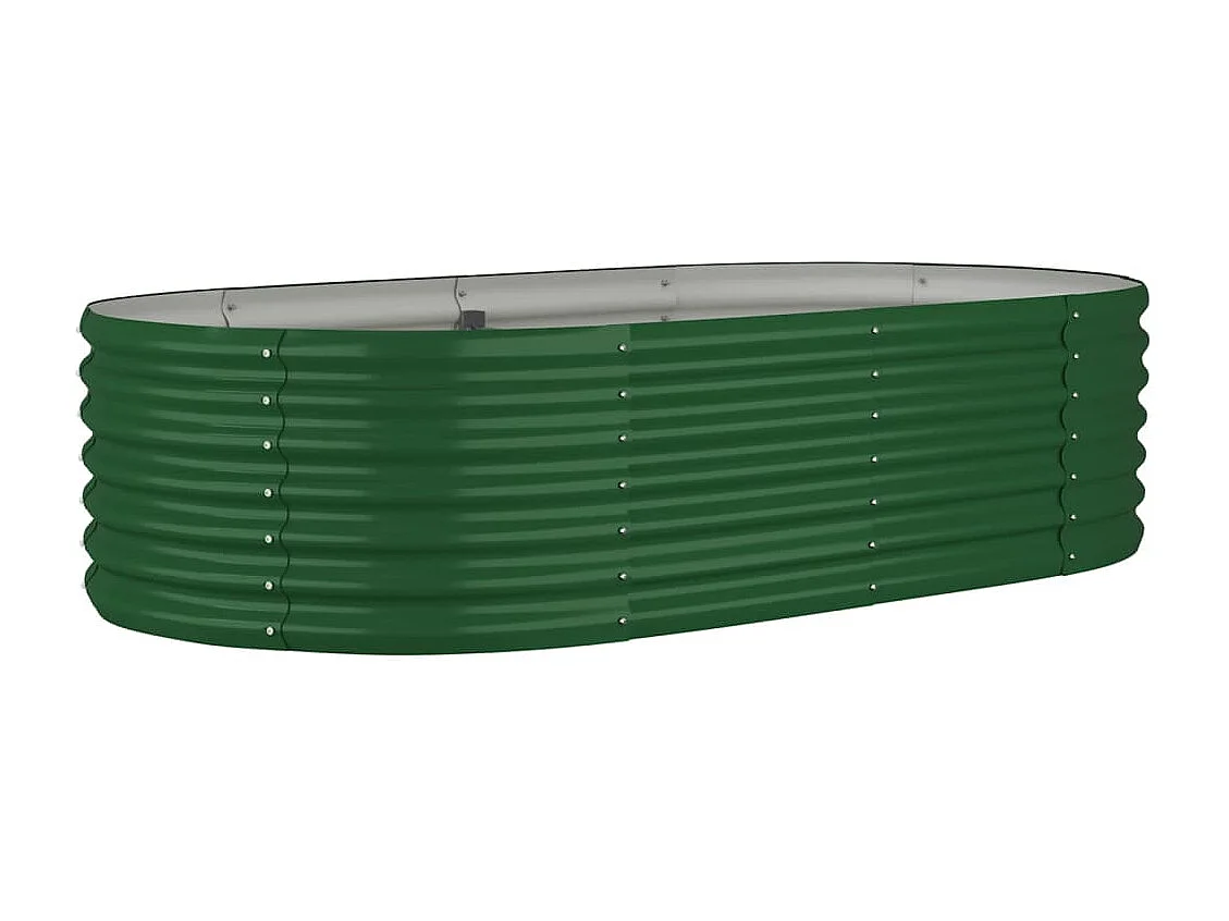 Macetero bancal elevado plantas flores terraza jardín jardín acero con recubrimiento en polvo 152 x 80 x 36 cm verde 02_0039583