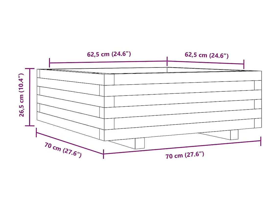 Jardinière bac lit surélevé bois marron 70 x 70 x 45438 cm 02_0038489