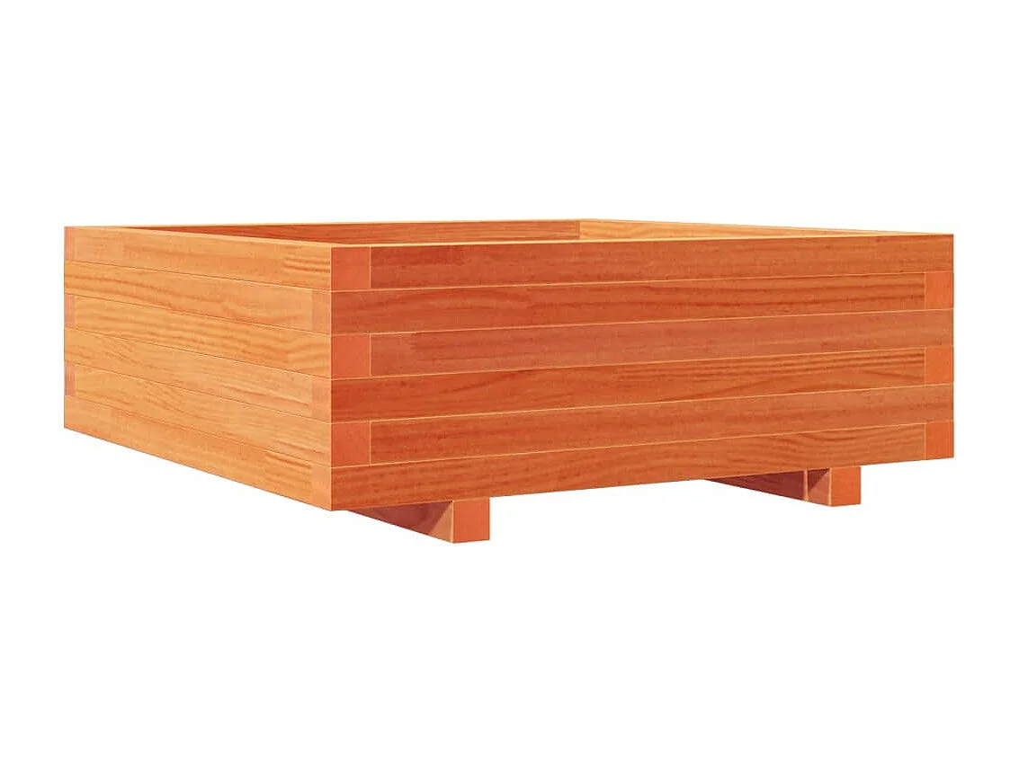 Macetero bancal elevado plantas flores terraza jardín cera 70 x 70 x 26,5 cm madera maciza de pino marrón 02_0038489