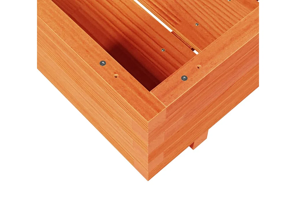 Macetero bancal elevado plantas flores terraza jardín cera 70 x 70 x 26,5 cm madera maciza de pino marrón 02_0038489