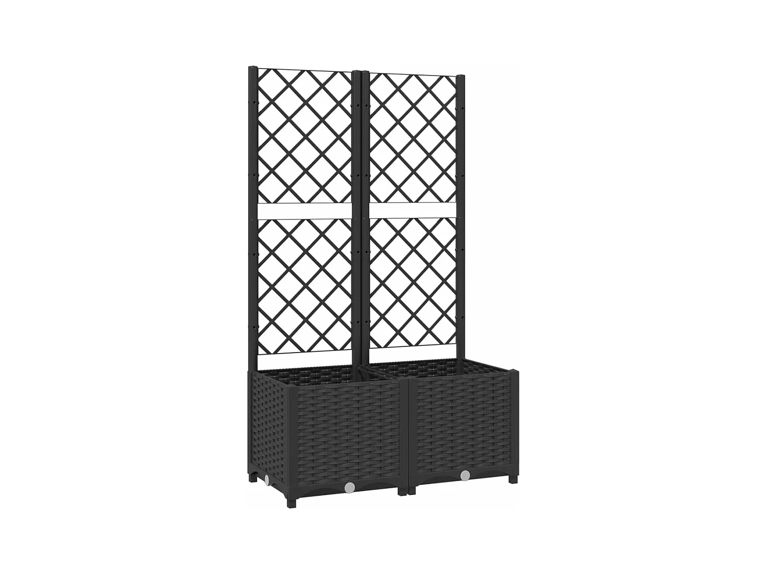 Fioriera aiuola rialzata vassoio piante fiori terrazza giardino con traliccio 80 x 40 x 136 cm PP nero 02_0038308