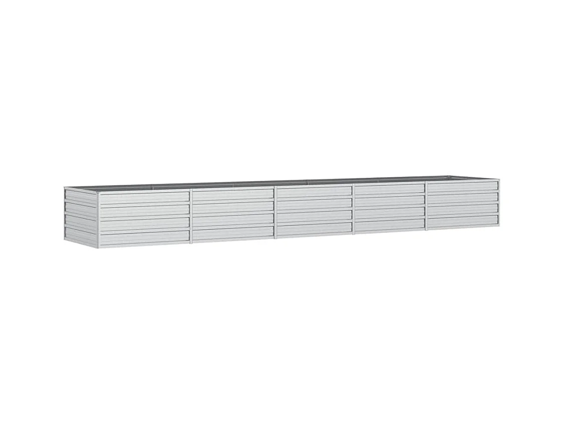 Bandeja para plantador canteiro elevado plantas flores terraço jardim jardim 400 x 80 x 45 cm aço galvanizado prata prata 02_0039446