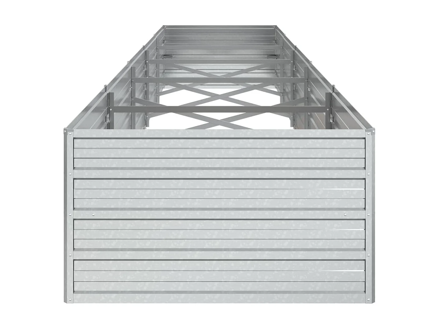 Macetero bancal elevado plantas flores terraza jardín jardín 400 x 80 x 45 cm acero galvanizado plateado Plata 02_0039446