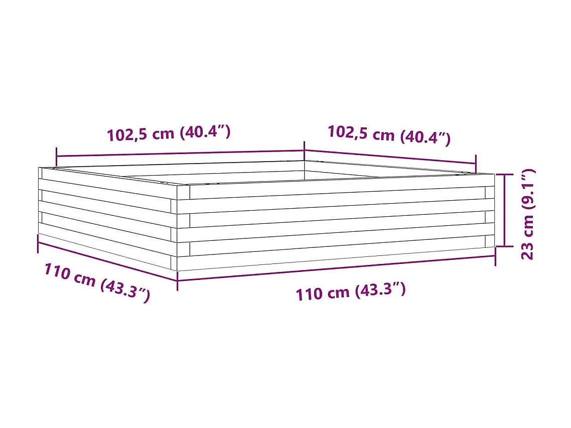 Jardinière bac lit surélevé bois blanche 110 x 110 x 23 cm 02_0037299