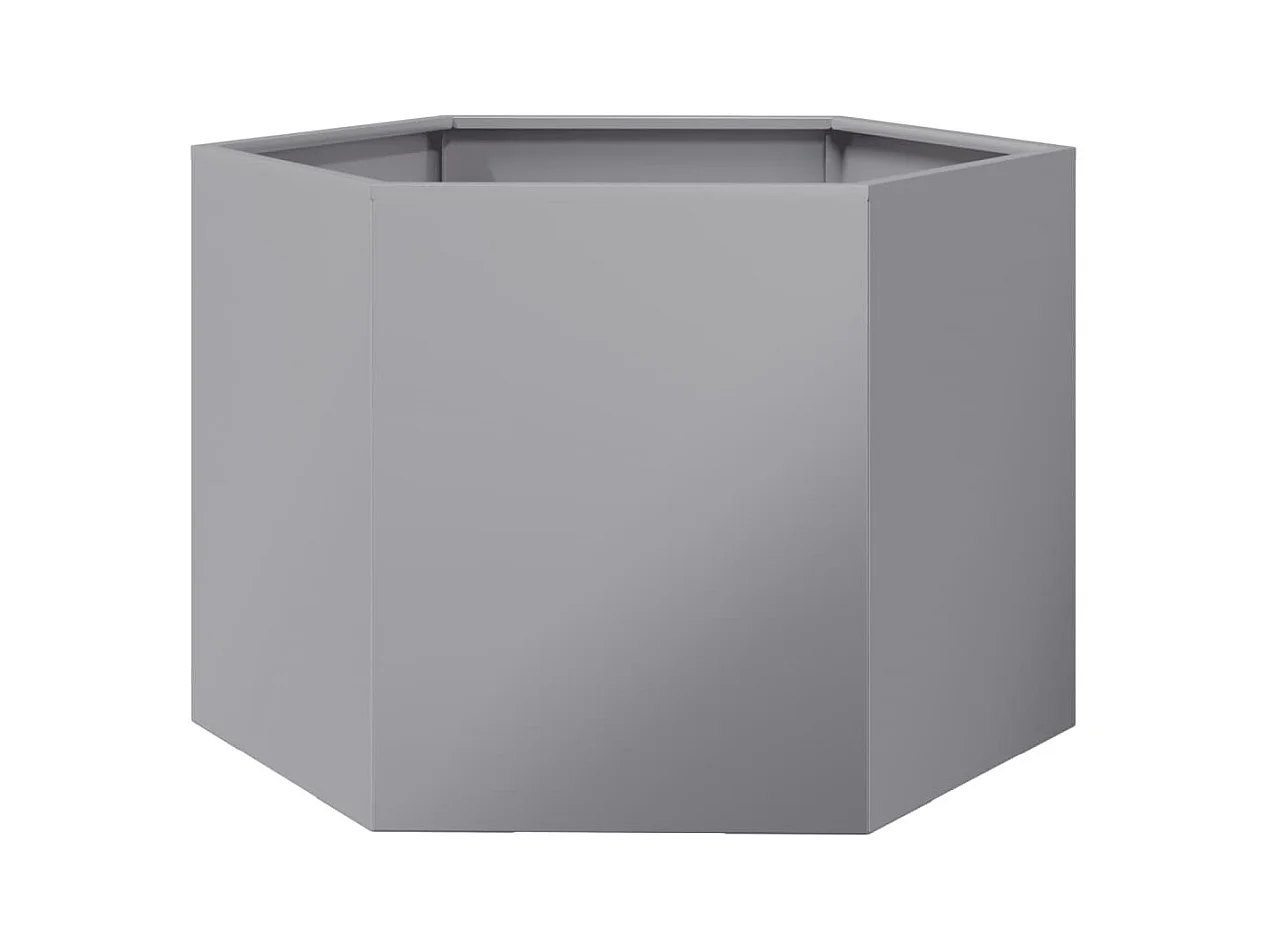 Bandeja para plantador canteiro elevado plantas flores terraço jardim hexágono 69 x 60 x 45 cm aço galvanizado prata 02_0038652
