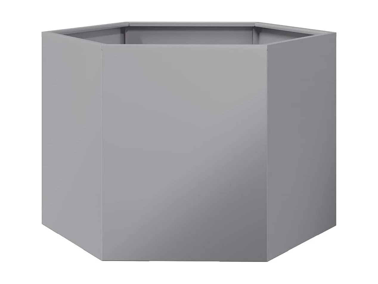 Jardinera hexagonal para plantas flores terraza jardín 69 x 60 x 45 cm acero galvanizado color plata 02_0038652