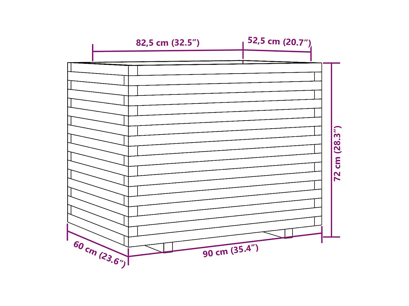 Jardinière bac lit surélevé bois marron 90 x 60 x 72 cm 02_0038036