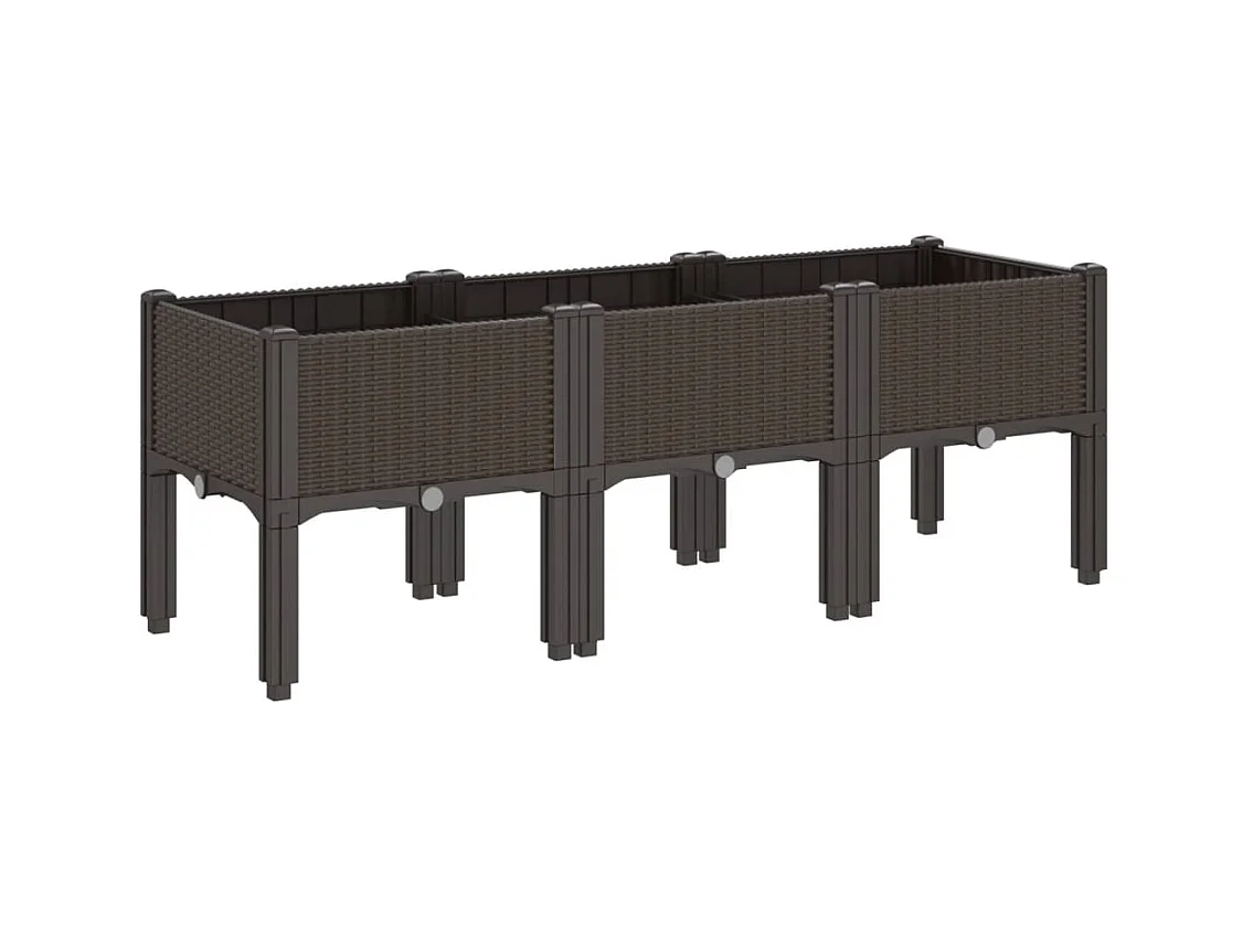 Bandeja para plantar plantas com canteiro elevado flores terraço jardim com pés 120 x 40 x 42 cm PP marrom 02_0038151