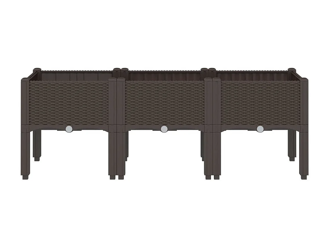 Bandeja para plantar plantas com canteiro elevado flores terraço jardim com pés 120 x 40 x 42 cm PP marrom 02_0038151