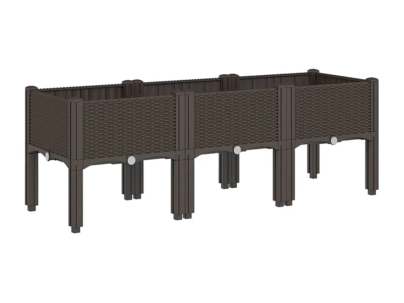 Bandeja para plantar plantas com canteiro elevado flores terraço jardim com pés 120 x 40 x 42 cm PP marrom 02_0038151