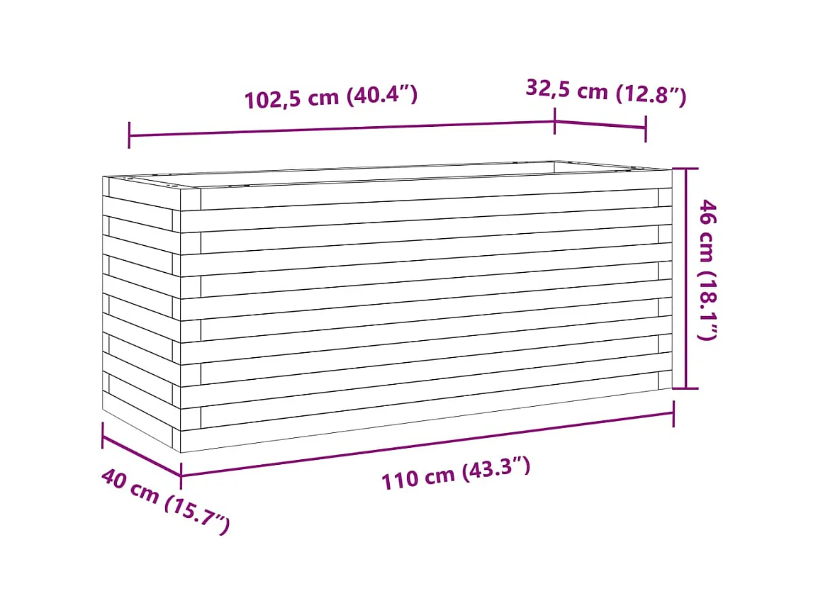 Jardinière bac lit surélevé bois marron 110 x 40 x 46 cm 02_0038432