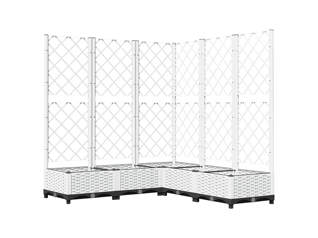 Vassoio per fioriera aiuola rialzata piante fiori terrazza giardino con traliccio 120 x 120 x 121,5 cm PP bianco 02_0038222
