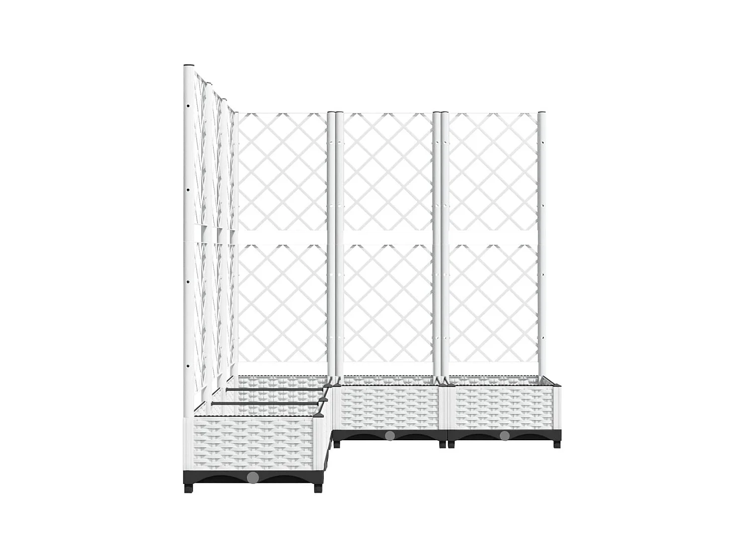 Vassoio per fioriera aiuola rialzata piante fiori terrazza giardino con traliccio 120 x 120 x 121,5 cm PP bianco 02_0038222