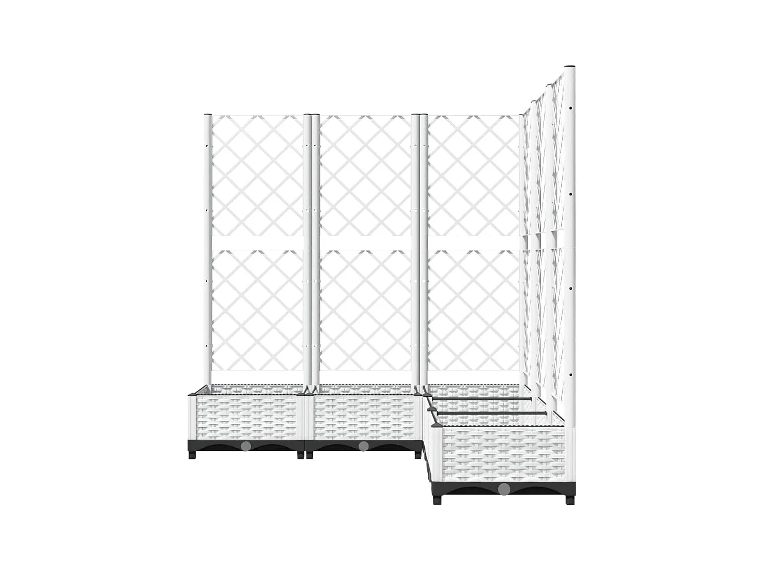 Vassoio per fioriera aiuola rialzata piante fiori terrazza giardino con traliccio 120 x 120 x 121,5 cm PP bianco 02_0038222