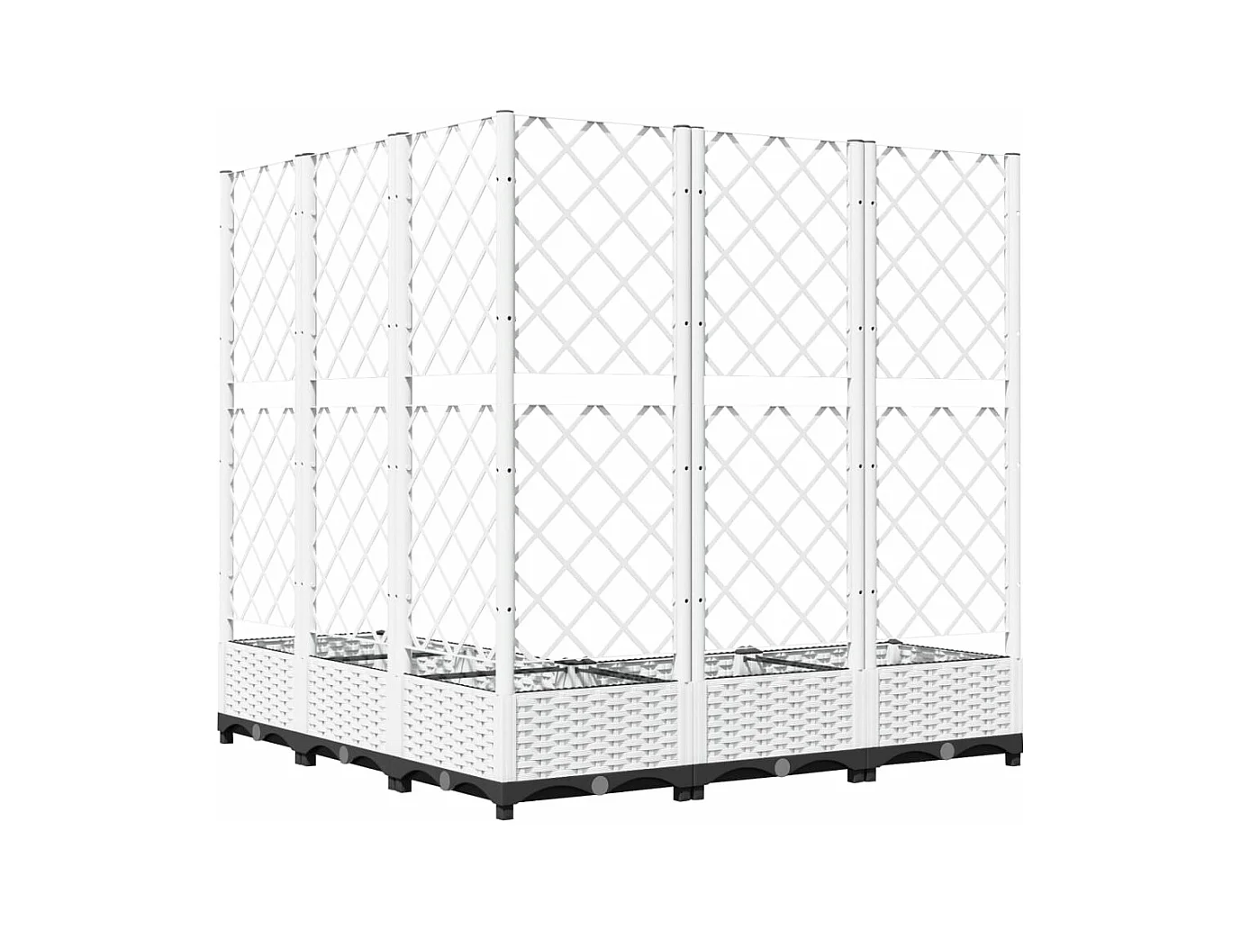 Vassoio per fioriera aiuola rialzata piante fiori terrazza giardino con traliccio 120 x 120 x 121,5 cm PP bianco 02_0038222