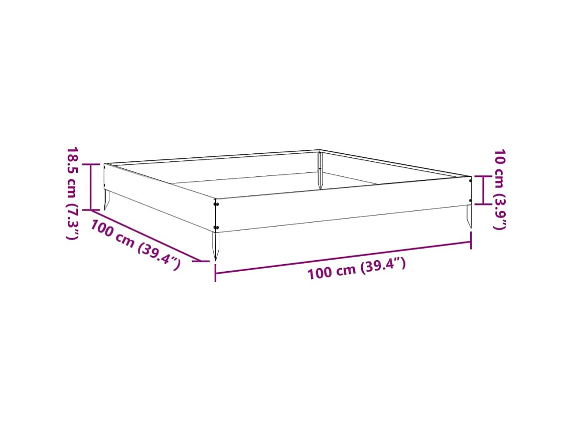 Jardinière bac lit surélevé noire 100 x 100 x 45430 cm 02_0039257