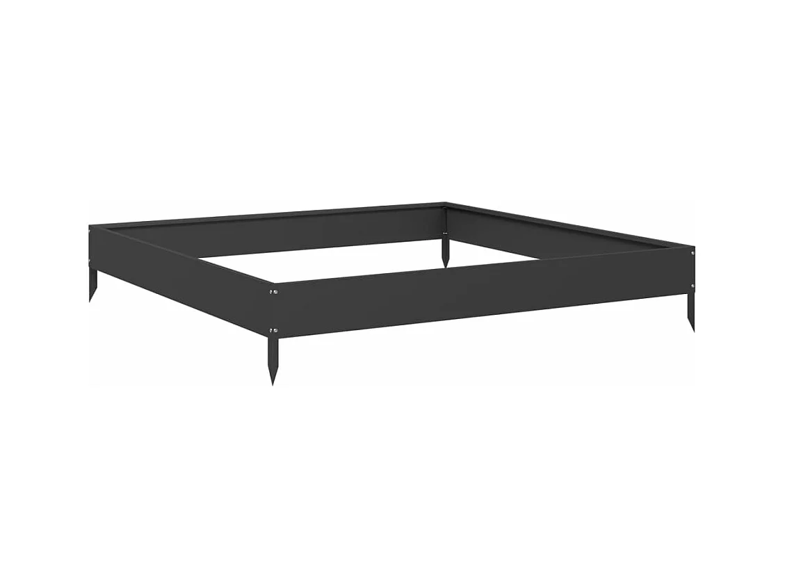 Bandeja para plantador de plantas com canteiro elevado flores terraço jardim jardim 100 x 100 x 18,5 cm aço preto 02_0039257