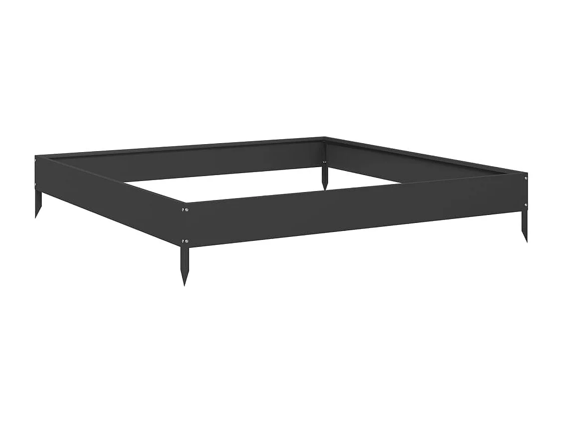 Canteiro elevado para plantas flores pátio jardim 100 x 100 x 18,5 cm aço preto 02_0039257